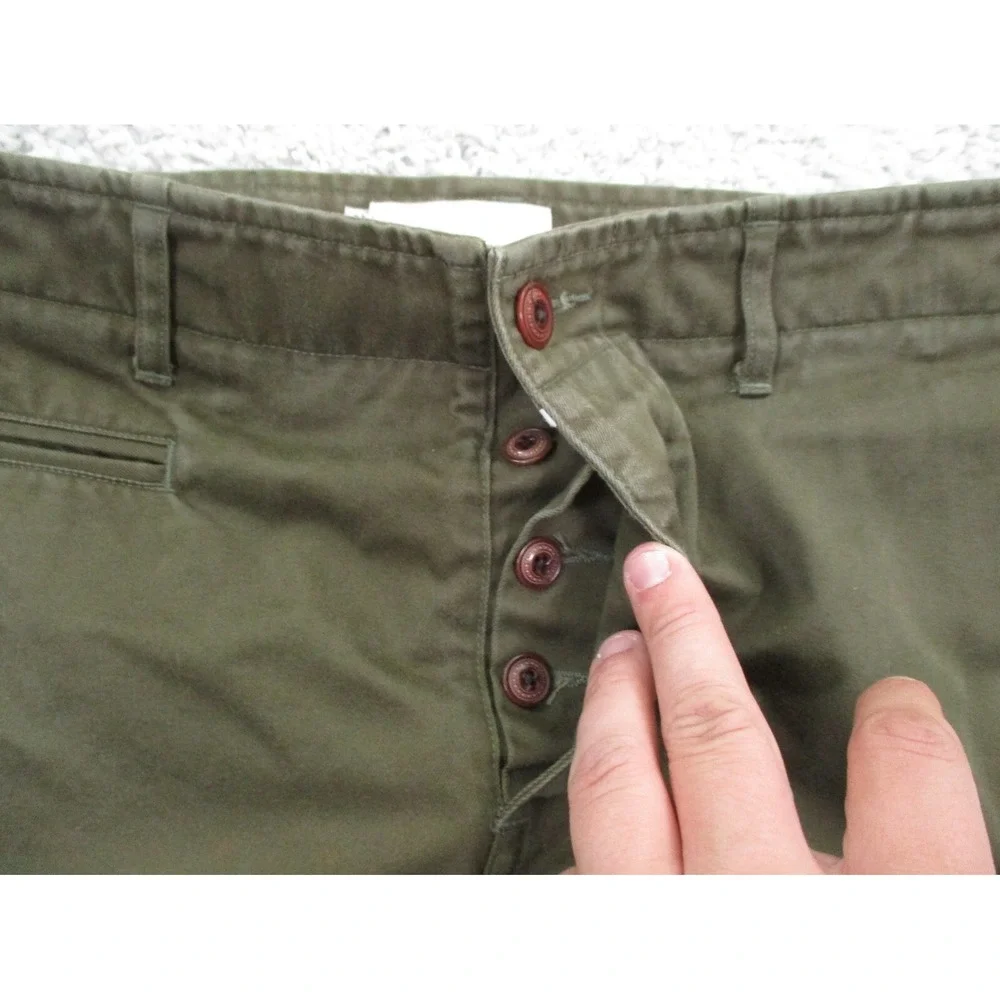 Wings + Horns Pants Mens 33 Green Brown Chino Button Fly Outdoor Casual Preppy A